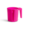Bright pink two-handled plastic washing cup, side view