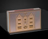 Gold-tone match box cover embossed with the 770 building facade and number 770
