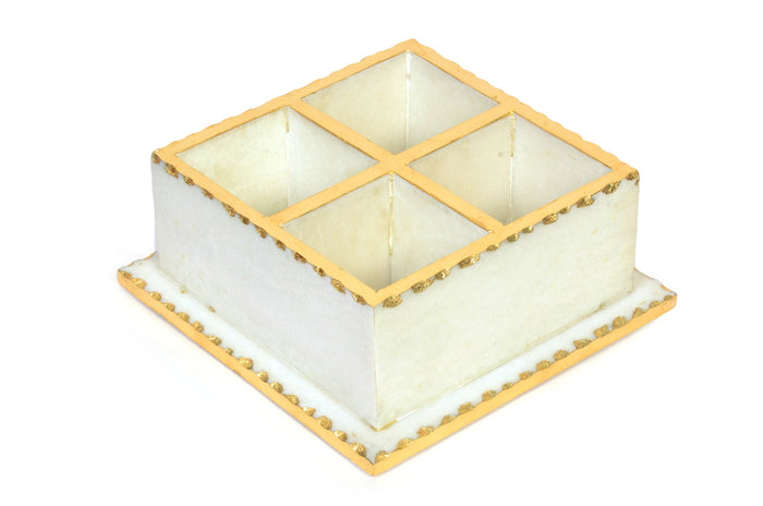 White Marble Cutlery Stand with Gold Foiling — Challah Knife