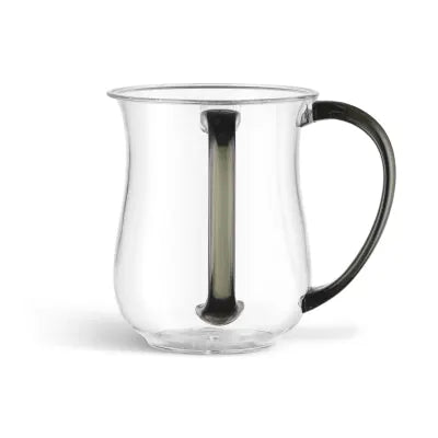 Acrylic Wash Cup Clear with Grey Handle — Netilas Yadayim Cup