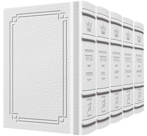 Signature Leather Collection Ashkenaz Schottenstein Int White Full-Size — Machzor signature leather | Judaica Square Lakewood
