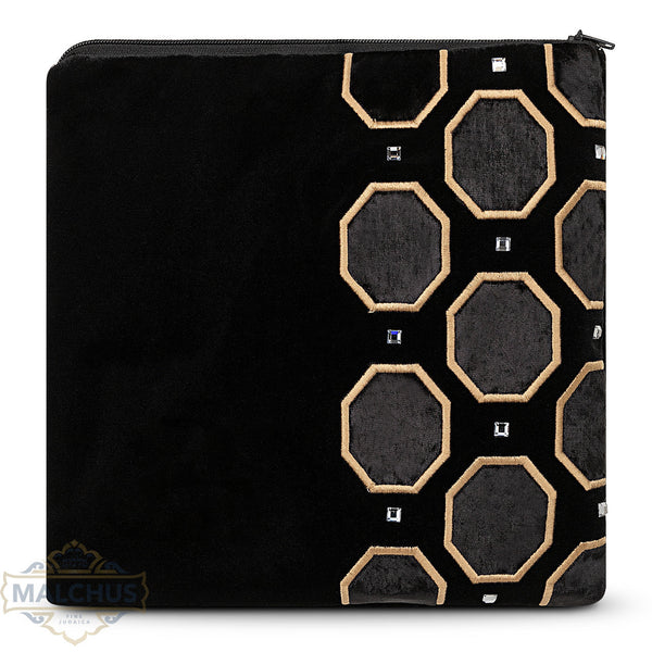 Bag #815 Black Velvet & Gold Emb - Judaica Accessories
