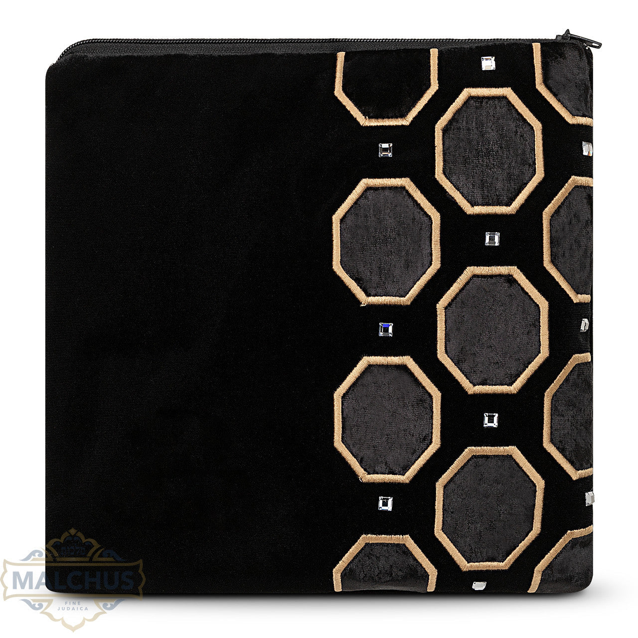 Bag #815 Black Velvet & Gold Emb - Judaica Accessories
