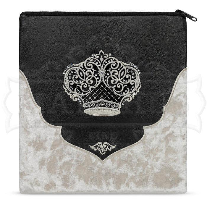 Black faux leather with white crushed velvet tallis bag design 569 | Judaica Square Lakewood