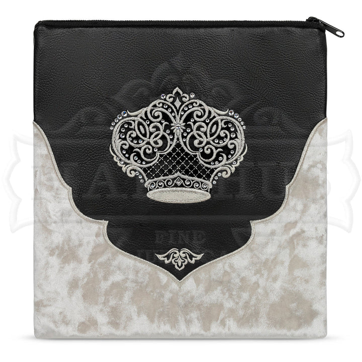 Black faux leather with white crushed velvet tallis bag design 569 | Judaica Square Lakewood