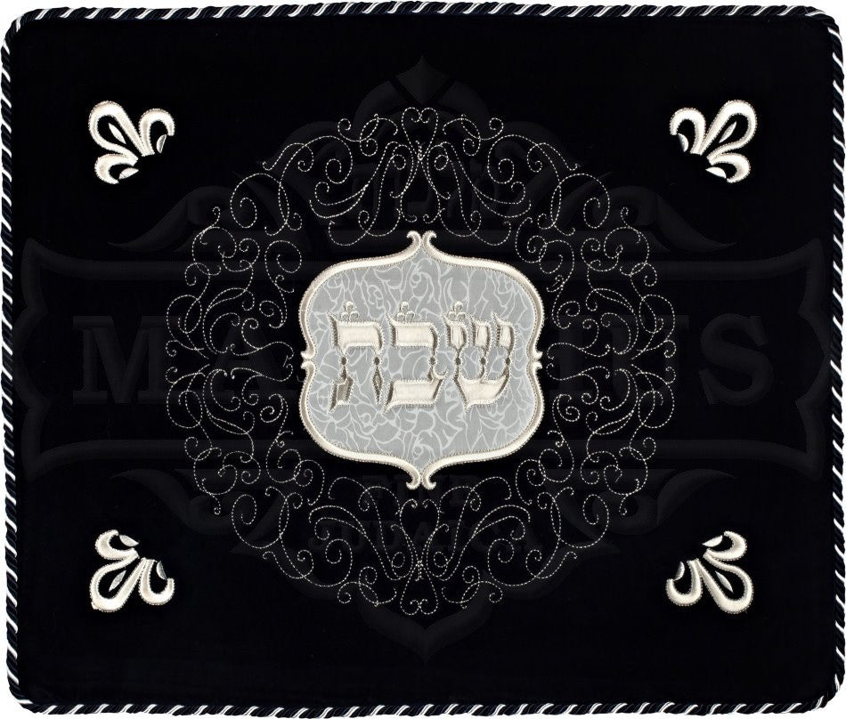 Swirl Design Navy Velvet Challah Cover #230 - Image 2