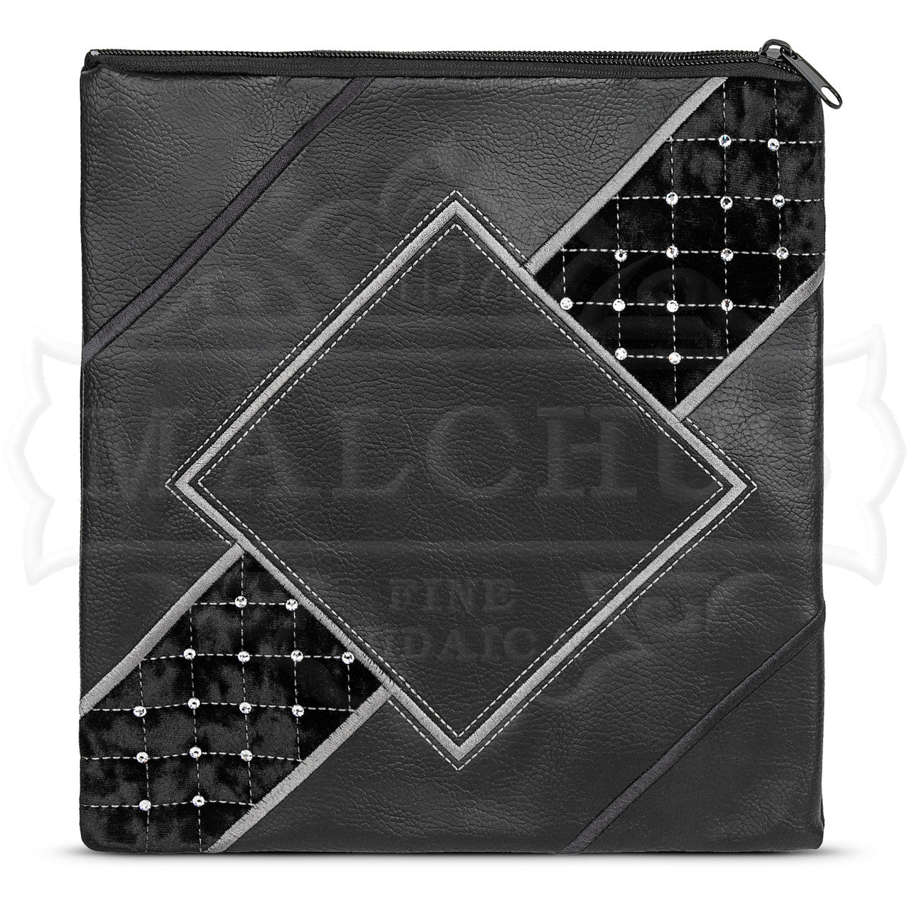 Bag #635 Black Faux  Leather & Black Velvet - Judaica Accessories