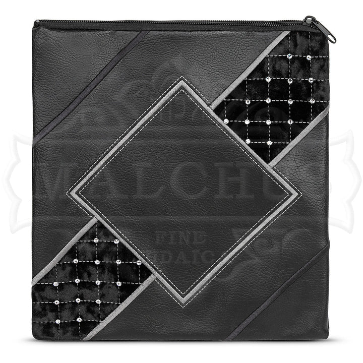 All black faux leather and velvet tallis bag design 635 | Judaica Square Lakewood