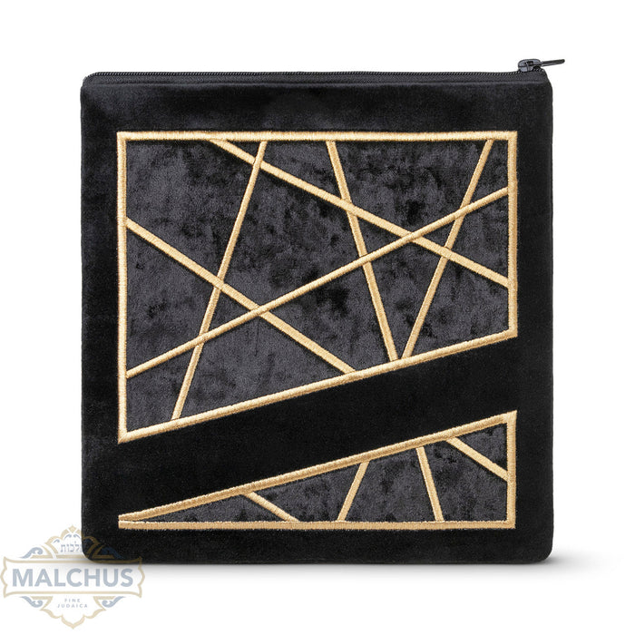 Black velvet tallis and tefillin bag, gold embroidery, design #975 | Judaica Square Lakewood