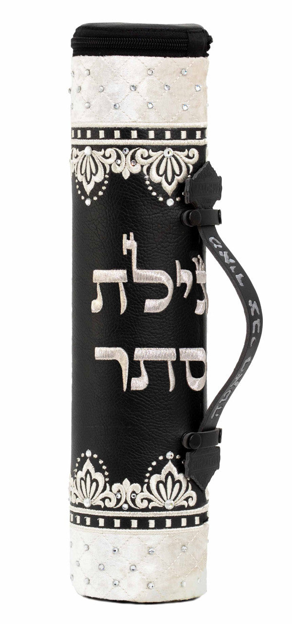 Luxury scroll black and white megillah tube #1020BW | Judaica Square Lakewood