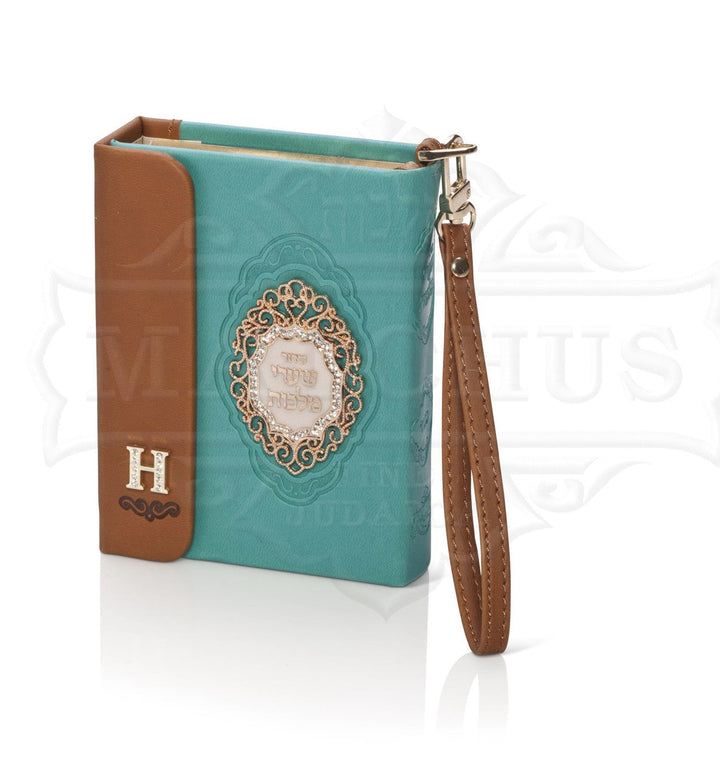 Turquoise jewel design faux leather siddur | Judaica Square Lakewood