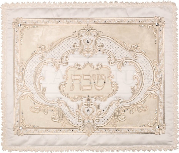 Lavish Style Swarovski Challah Cover, Satin with Crushed Velvet #574