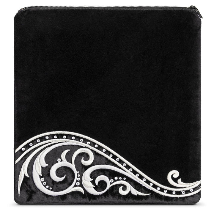 Velvet tallis and tefillin bag with bottom swirl embroidery, design #490 | Judaica Square Lakewood