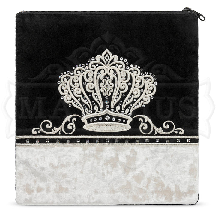 Black velvet with white crushed velvet tallis bag design 591 | Judaica Square Lakewood