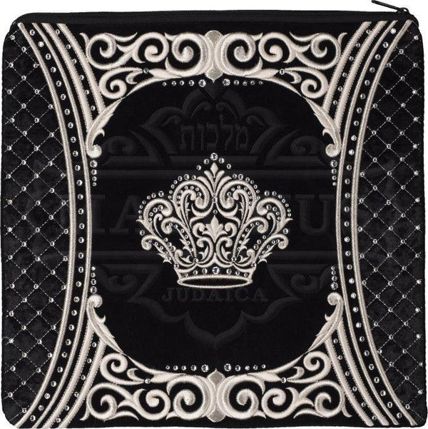 Swirl Quilted Inset with Black Crushed Velvet Bag #450 - Judaica Accessories