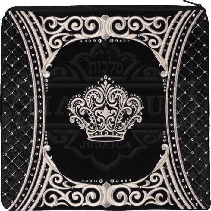 Swirl quilted inset black crushed velvet tallis bag #450 | Judaica Square Lakewood