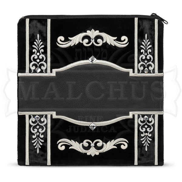 Four Corner Leaf and Straight Strip Center Velvet With Leather Bag #470L - Judaica Accessories