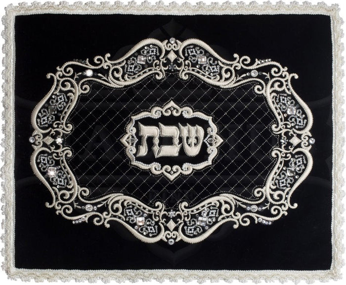 Swarovski oval quilted velvet challah cover | Judaica Square Lakewood