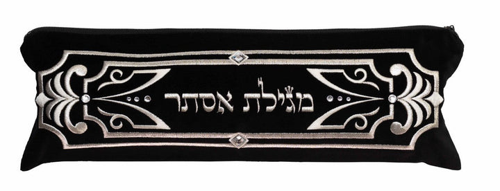 Decorative black velvet megillah pouch case #1030 | Judaica Square Lakewood