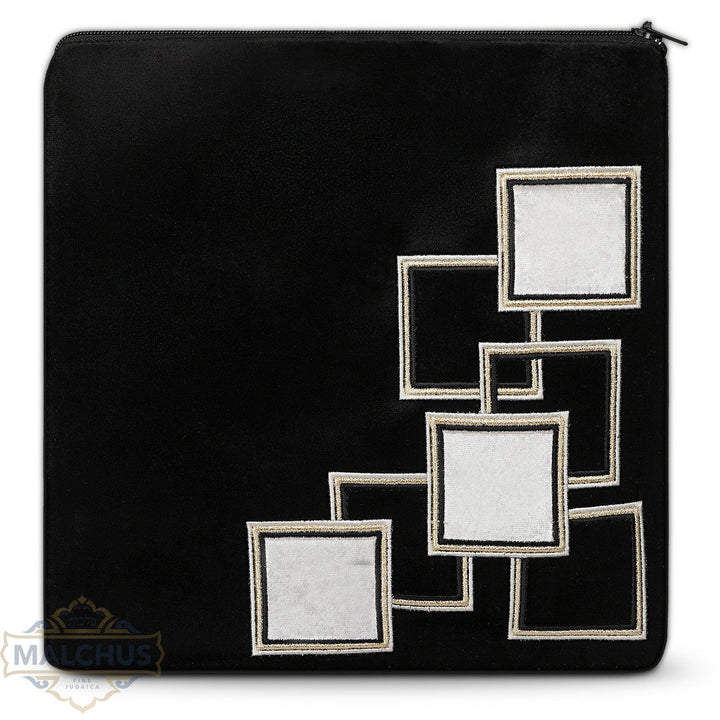 Black Velvet Tallis & Tefillin Bag, Silver Embroidery, Design #960