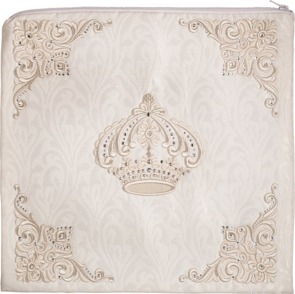 White Four Corner Design with Crown Velvet Talis Bag #182 - Tallis & Tefillin Bags
