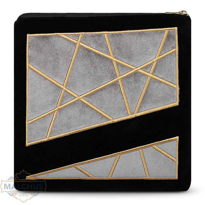 Black velvet tallis and tefillin bag with gold embroidery, design #976 | Judaica Square Lakewood