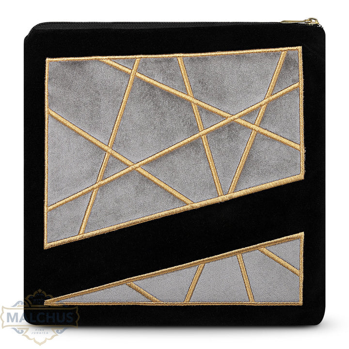 Black velvet tallis and tefillin bag with gold embroidery, design #976 | Judaica Square Lakewood