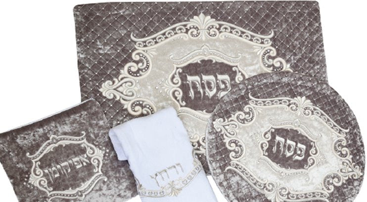 Pesach Seder Set - Marquise Collection Grey Velvet #615GR - Image 2