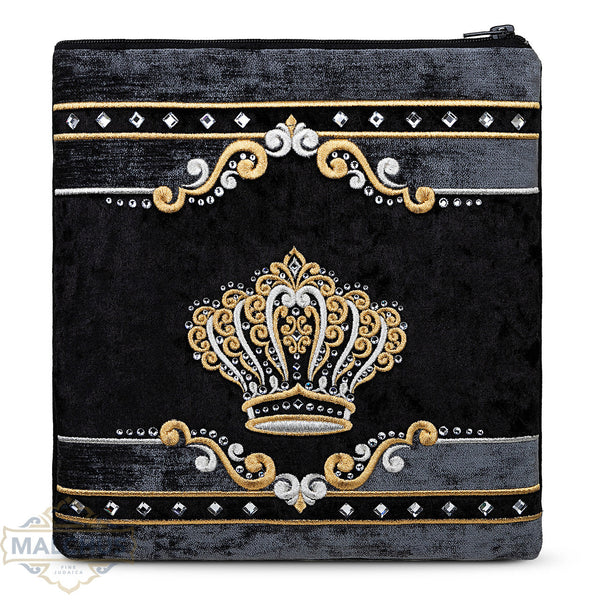 Bag #940 Black Velvet & Gold Emb - Judaica Accessories