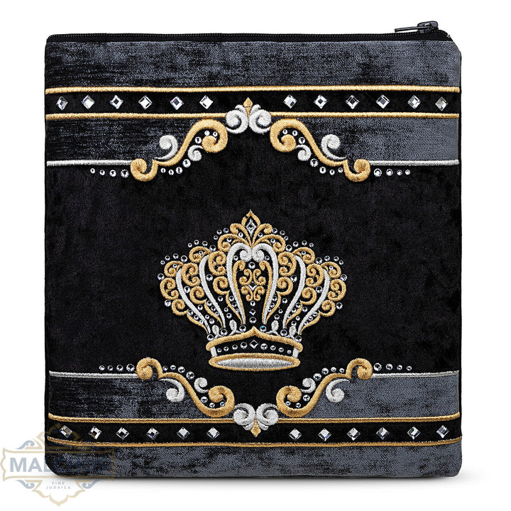 Black velvet tallis and tefillin bag with gold embroidery, design #940 | Judaica Square Lakewood