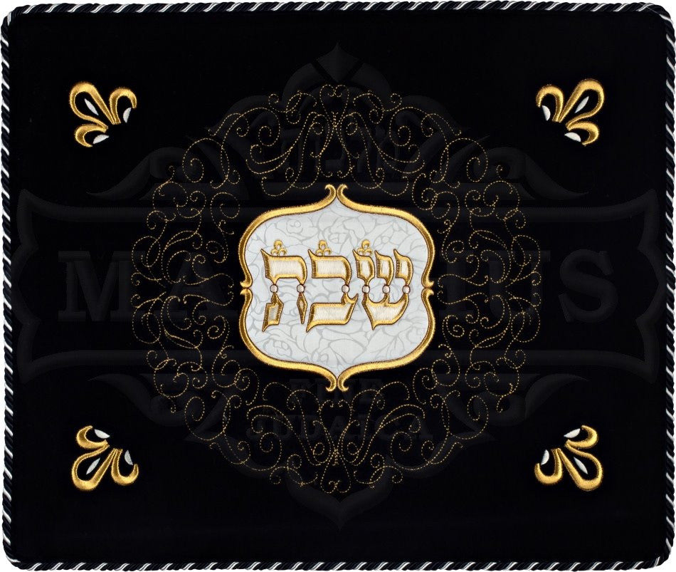Swirl Design Navy Velvet Challah Cover #230 - Challah Covers