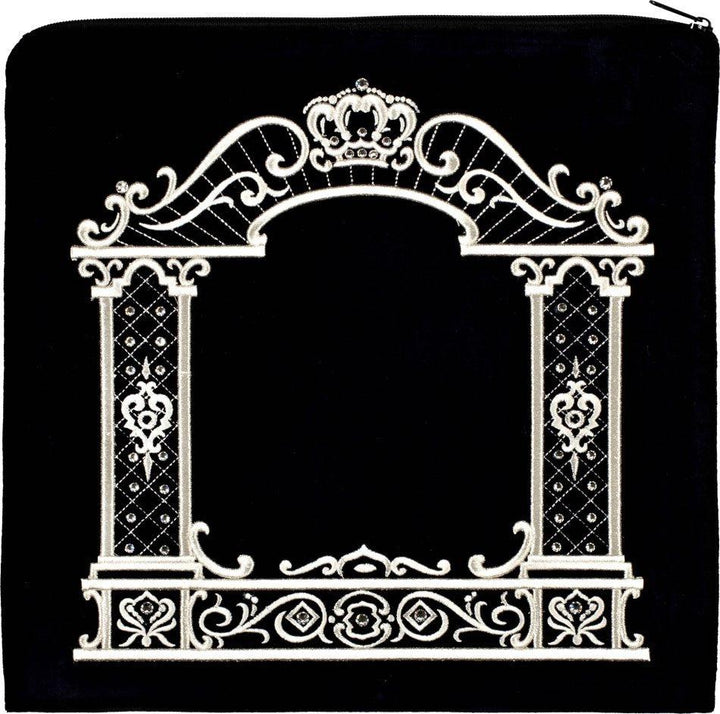Velvet tallis and tefillin bag with canopy arch embroidery, design #165 | Judaica Square Lakewood