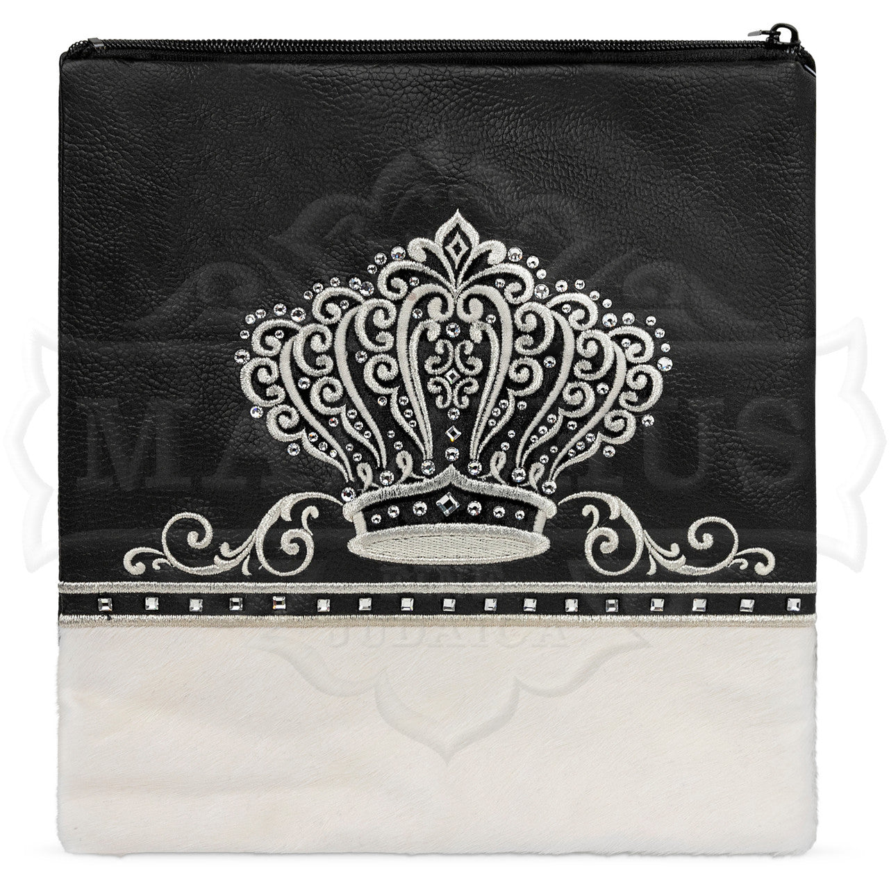 Bag #596 Black Faux Leather and White Fur - Judaica Accessories
