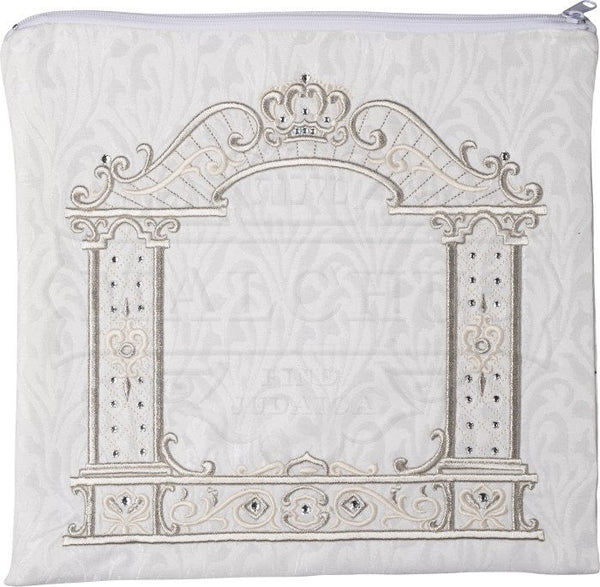 White Canopy Arch Design Velvet Talis Bag #165 - Tallis & Tefillin Bags