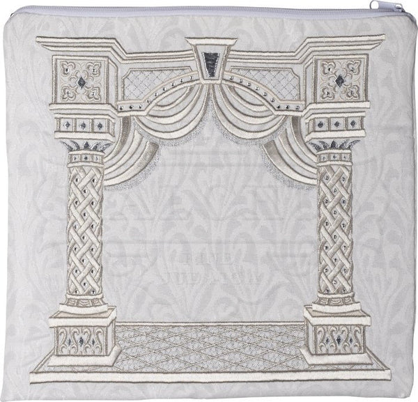 White 3D Column Canopy w- Curtain Velvet  Bag #186 - Judaica Accessories