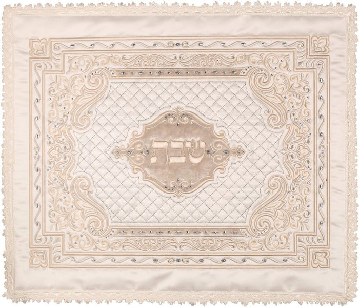Majestic style satin and velvet challah cover | Judaica Square Lakewood