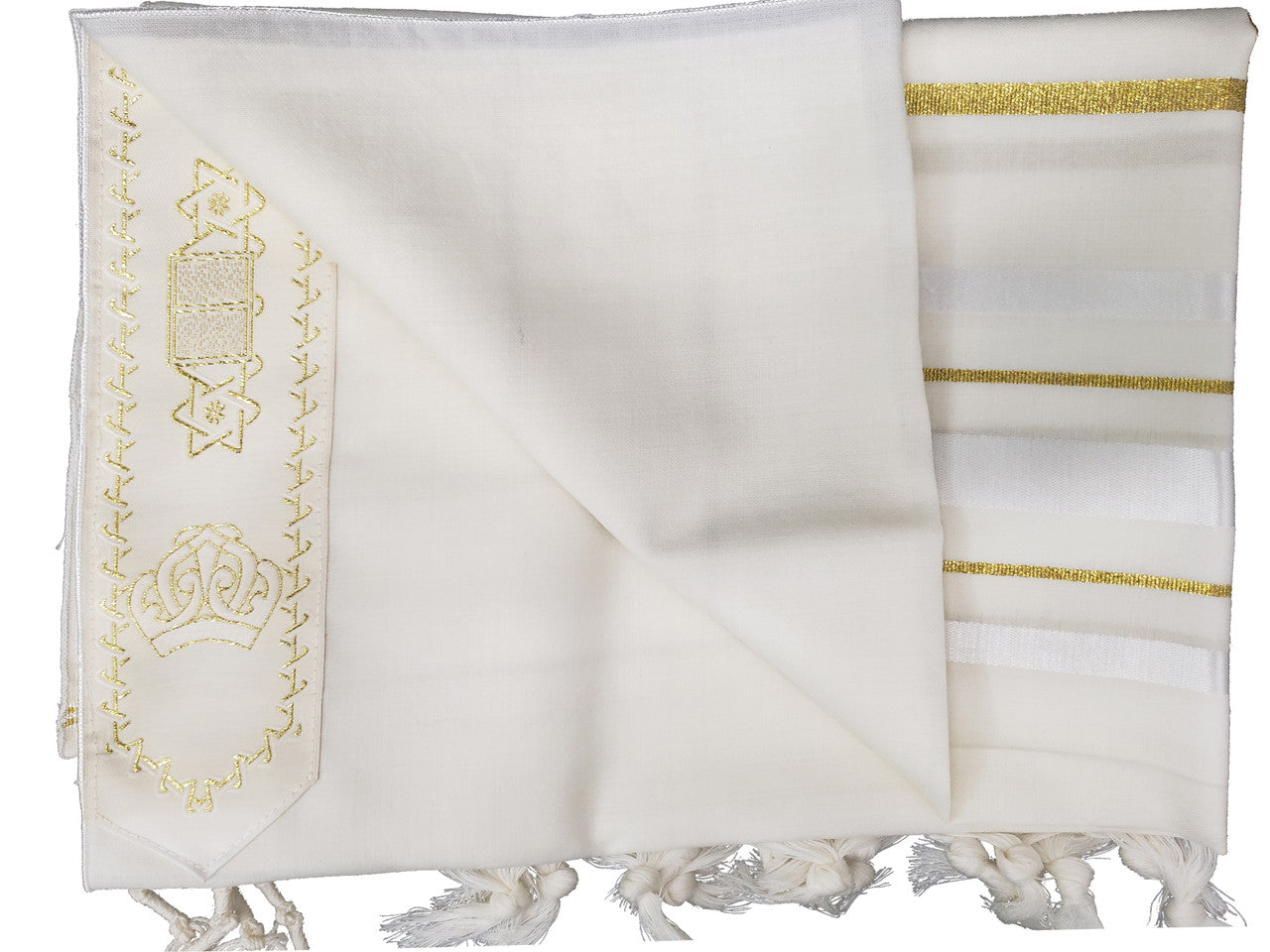 Traditional Wool Talis White and Gold - Image 3