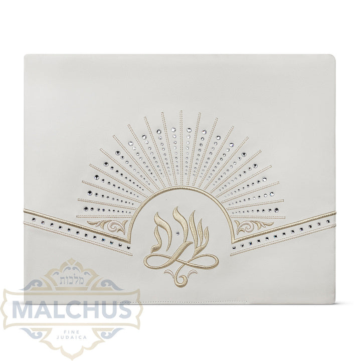 Leather Challah Cover with Sterling Crystals and Matching Board #825