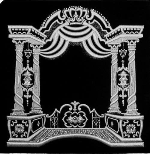 3D canopy and poles embroidery on black velvet tallis and tefillin bag | Judaica Square Lakewood