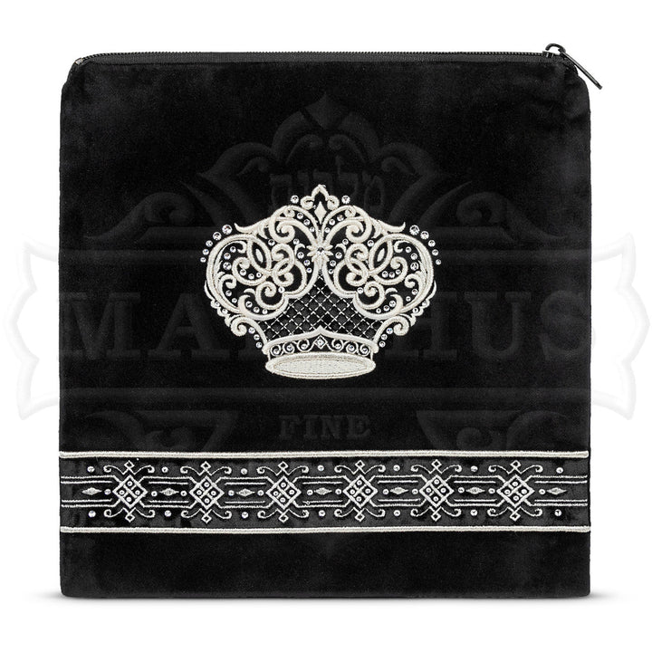 Design 580 black velvet tallis and tefillin bag with clean face | Judaica Square Lakewood