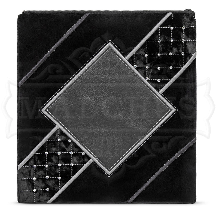 All black velvet tone on tone tallis bag design 632 | Judaica Square Lakewood