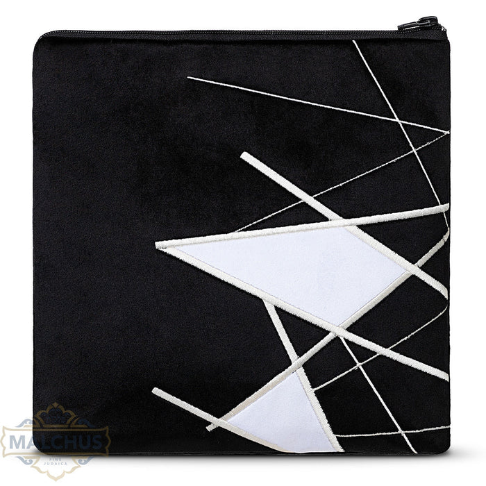 Black velvet tallis and tefillin bag with silver embroidery, design #970 | Judaica Square Lakewood