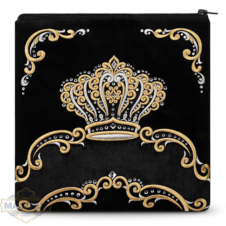 Black velvet tallis and tefillin bag with gold embroidery, design #865 | Judaica Square Lakewood