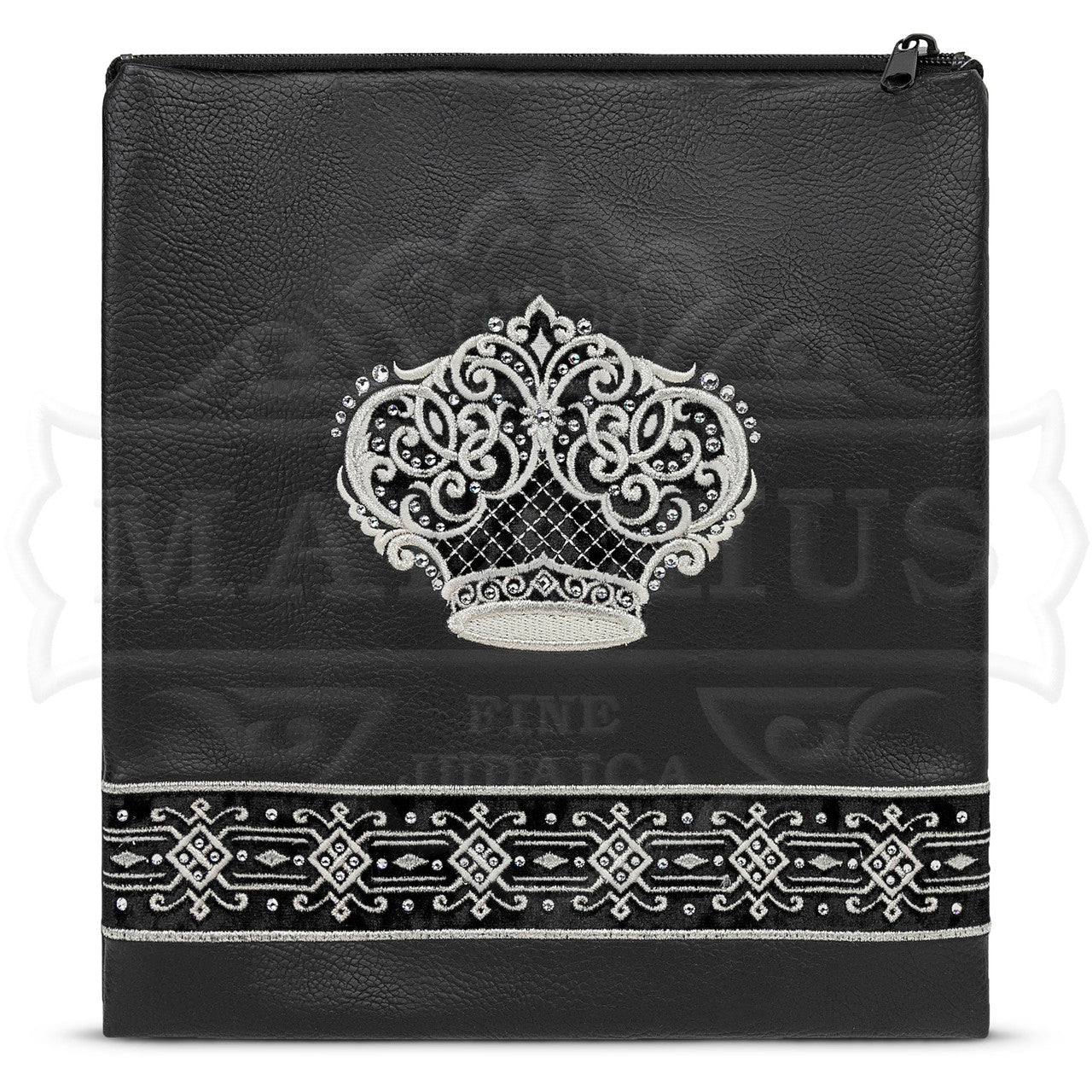 Bag #586 Black Faux Leather and Black Crushed Velvet - Judaica Accessories