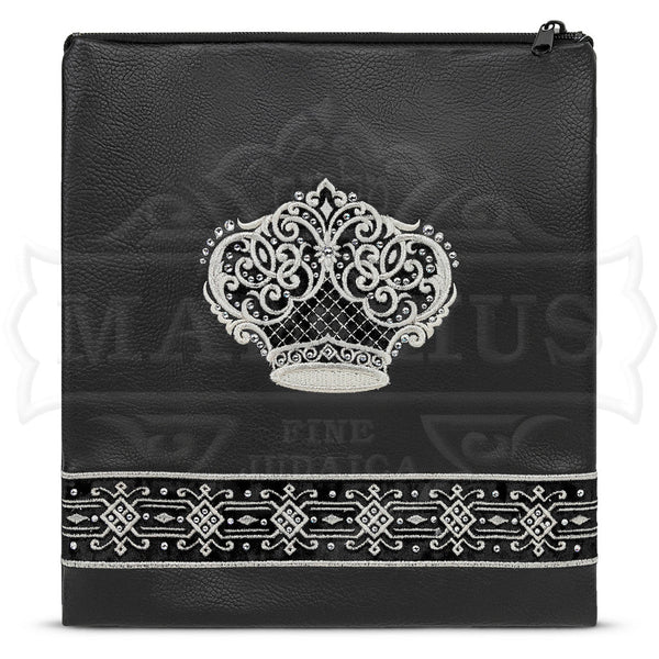 Bag #586 Black Faux Leather and Black Crushed Velvet - Judaica Accessories