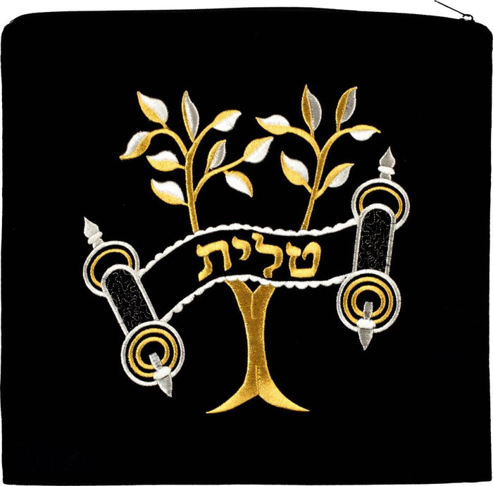 Eitz Chayim tree and Torah scroll embroidered velvet bag #132 | Judaica Square Lakewood