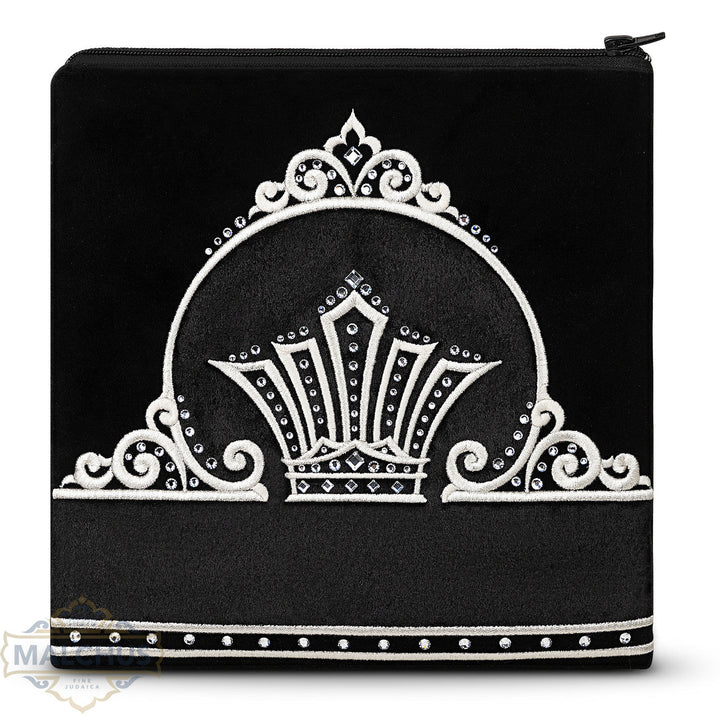 Black Velvet Tallis & Tefillin Bag, Silver Embroidery, Design #850