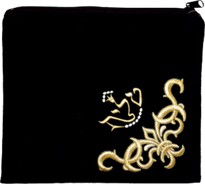 Velvet tefillin bag with corner twist embroidery design 131 | Judaica Square Lakewood