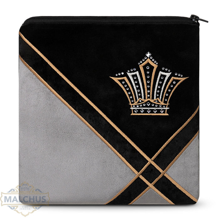 Black velvet tallis and tefillin bag, gold embroidery, design #840 | Judaica Square Lakewood
