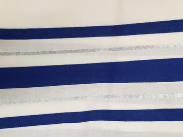 Traditional wool tallis with blue and silver stripes | Judaica Square Lakewood